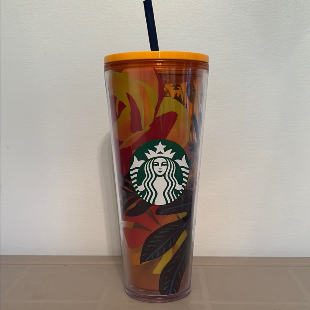 Starbucks floral tumbler with straw